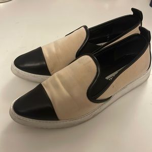 Women's Black and Cream Slip-On Shoes